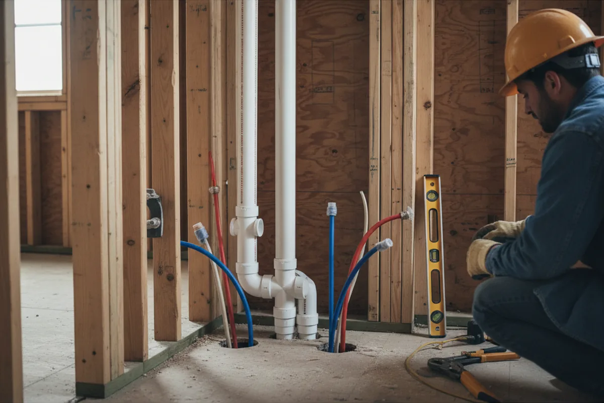 Drain and supply rough-in during Leak Detection in High Bridge